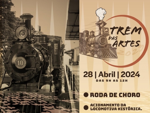 Trem das artes acontece no próximo domingo (28) com Roda de Choro e acionamento da locomotiva